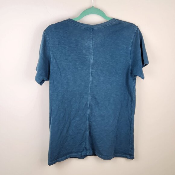 American Giant Supima Cotton Slub V-Neck Tee Teal Blue sz M Flawed - Picture 2 of 7